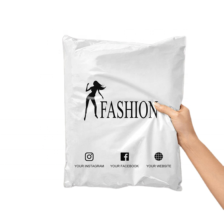 Custom white poly mailers bag, custom shipping bag with one color logo, custom high quality white postage bag
