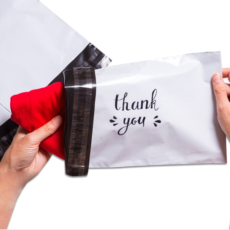Custom white poly mailers bag, custom shipping bag with one color logo, custom high quality white postage bag
