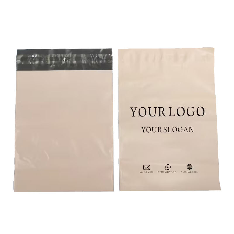 Custom cream beige biodegradable Poly Mailers Bag, Custom Shipping Bag With One Color Logo, Custom Matte Postage Bag