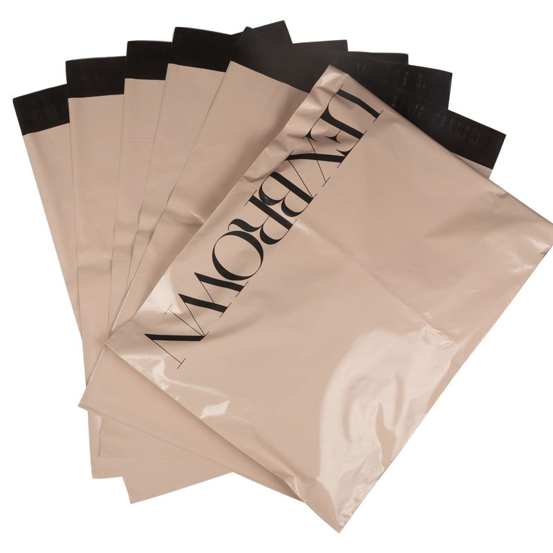 Custom cream beige biodegradable Poly Mailers Bag, Custom Shipping Bag With One Color Logo, Custom Matte Postage Bag
