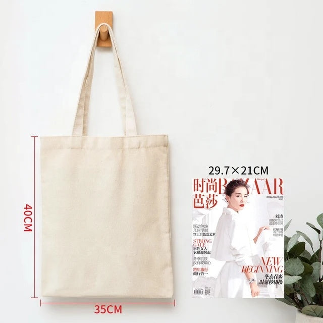 Factory canvas tote bag Shopping Bags Custom Logo Cheap Reusable Plain White Blank Cotton Canvas Tote Bag With Customized